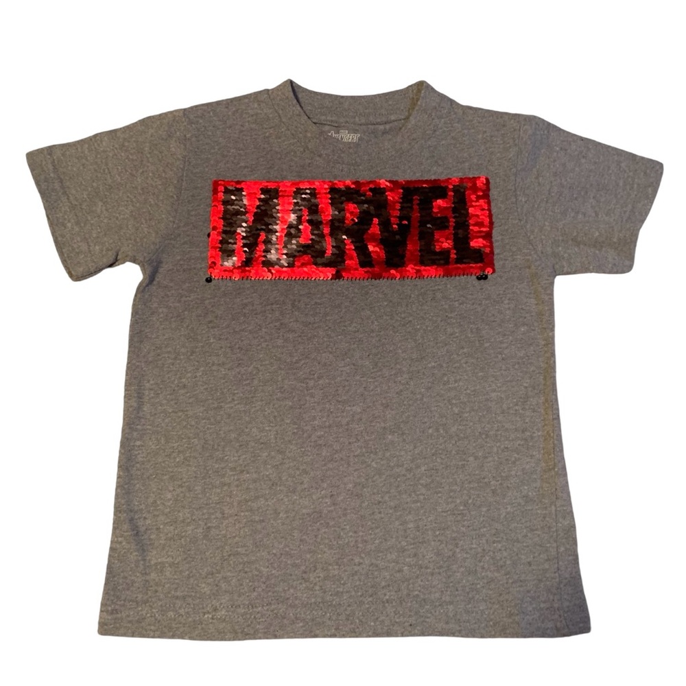 Marvel gray t shirt sequins - rub different direction for awesome effects